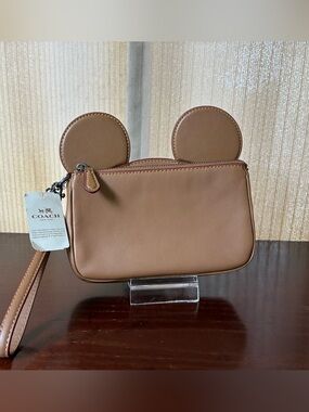 Coach x Disney Mickey Ears Leather Wristlet NWT